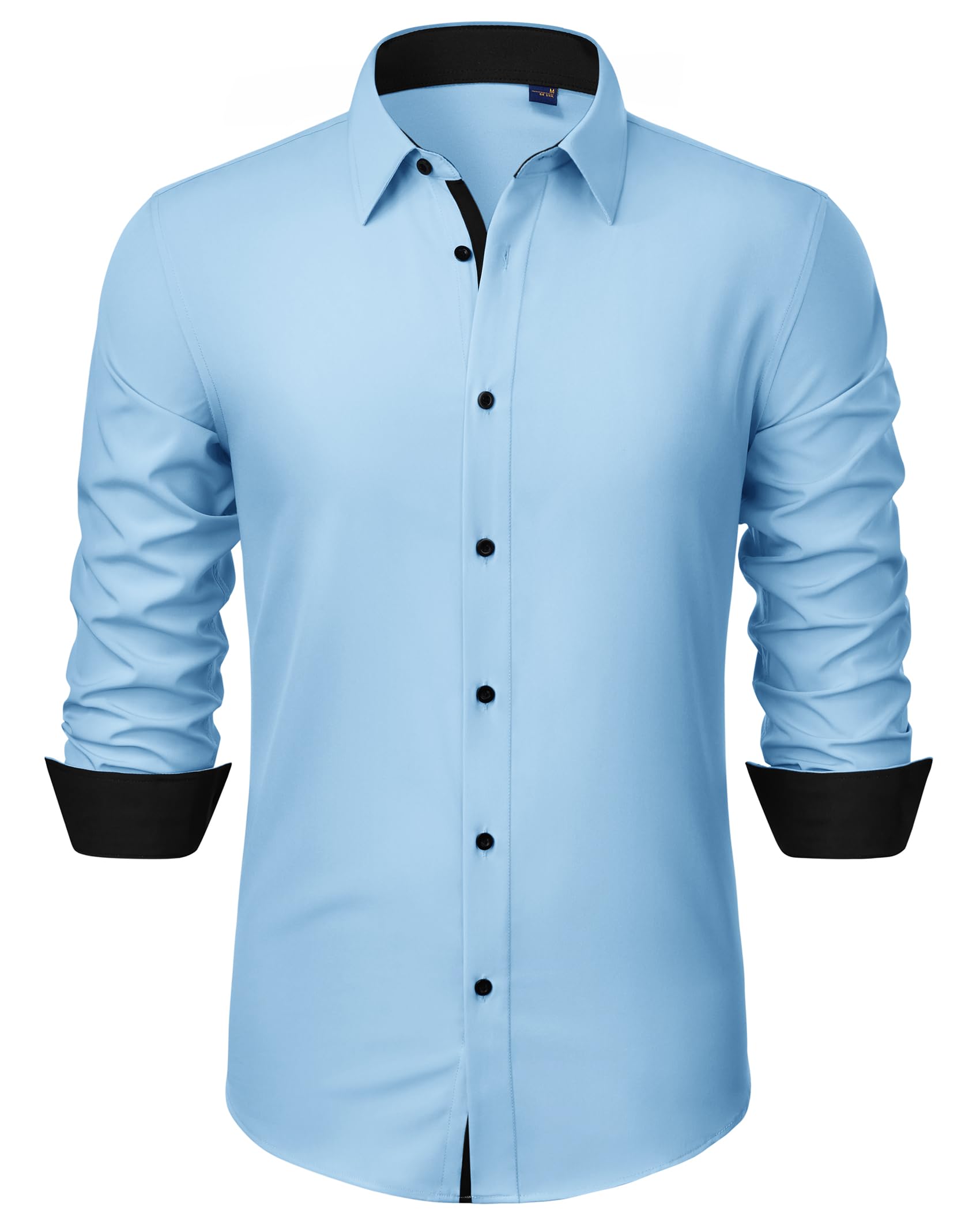 J.VER Hemd Herren Langarm Business Casual Hemden Knitterfreies Stretchhemd Regular Fit Freizeithemd Bügelfrei Unifarben Anzughemd Alltag Oberhemden Hellblau L Angebot bei HelloDeals