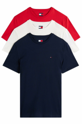 Tommy Jeans Herren 3er Pack T-Shirts Kurzarm aus Baumwolle M Multi (Ecru / Dark Night Navy / Red Alert) Angebot bei HelloDeals