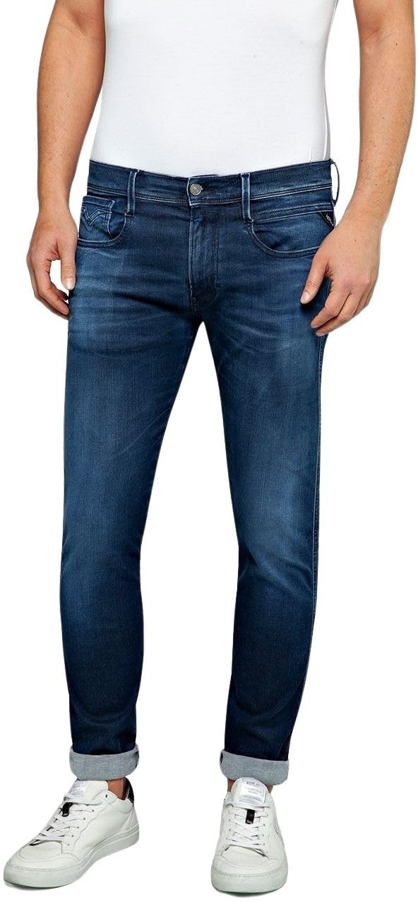Replay Herren Jeans Anbass Hyperflex Colour Xlite 33W / 32L Dark Blue 007 Angebot bei HelloDeals