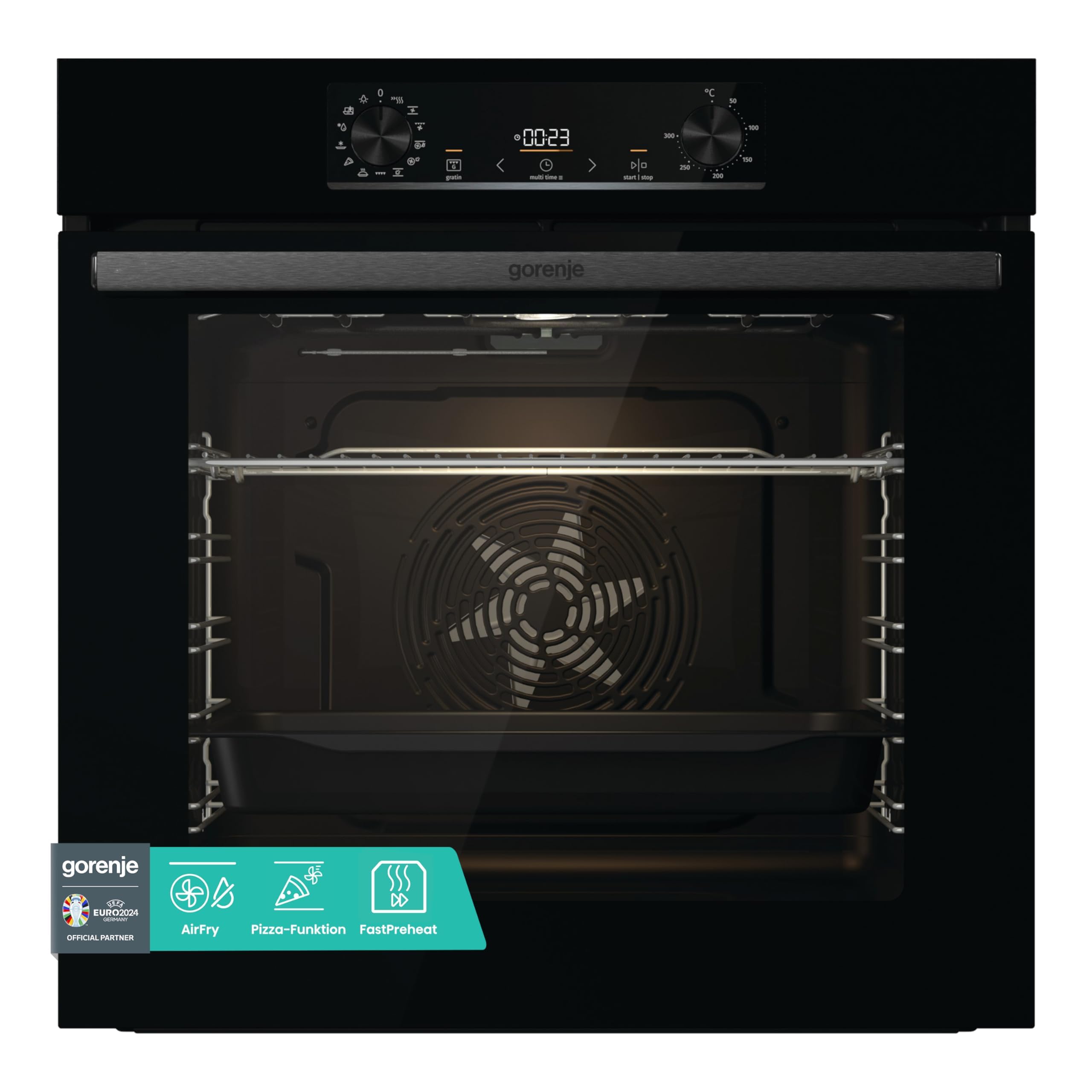 Gorenje OptiBake BOS6737 E02B Einbau-Backofen / 77L / AquaClean/Heißluft/ExtraSteam/AirFry/PerfectGrill/Pizzamode 300°C/Schwarz Schwarz Essential 77L Hydro Angebot bei HelloDeals