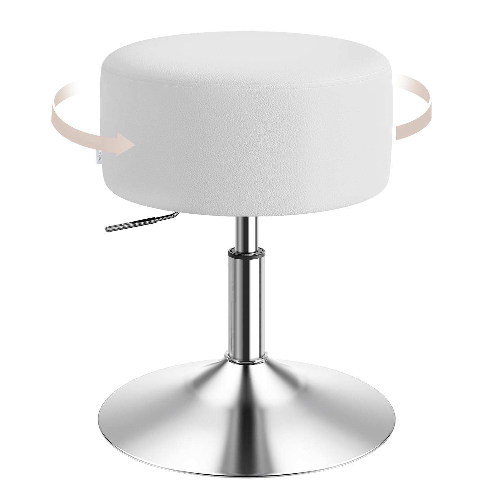 WOLTU Schminktisch Hocker, Schminkstuhl, Barhocker Rund, Höhenverstellbar, 360° Drehbar mit Verdickter Polsterung, Kunstleder Bequemstuhl für Schminktisch, Schlafzimmer, Esszimmer, Weiß, BH14ws-1 Weiß Kunstleder Angebot bei HelloDeals
