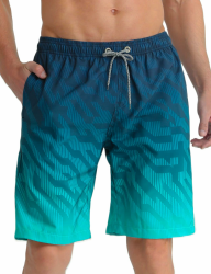 APTRO Herren Badehose Lang Badeshorts Schnelltrocknend Boardshorts Freizeit Short mit Innenslip L Geometrische Grün Mk3309 Angebot bei HelloDeals