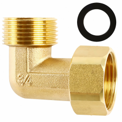 Messing Beweglich Verschraubung G3/4 Zoll,DN20 Messing Winkel 90°,G3/4" IG/AG Verschraubung Winkelverschraubung mit Gummidichtungen,Bogen 90 grad IG/AG,Gewindefitting für Trinkwasser Geeignet G3/4" Beweglich Winkelverschraubung Angebot bei HelloDeals