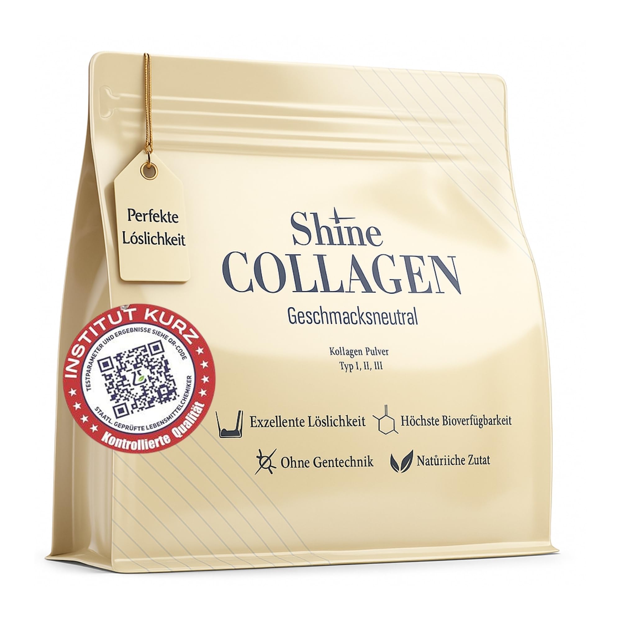 Shine Collagen Pulver 500g - 100% Collagen Peptide, Premium Hydrolysat Typ 1, 2 und 3, Halal, Perfekte Löslichkeit, Geschmacksneutral 500 g Angebot bei HelloDeals