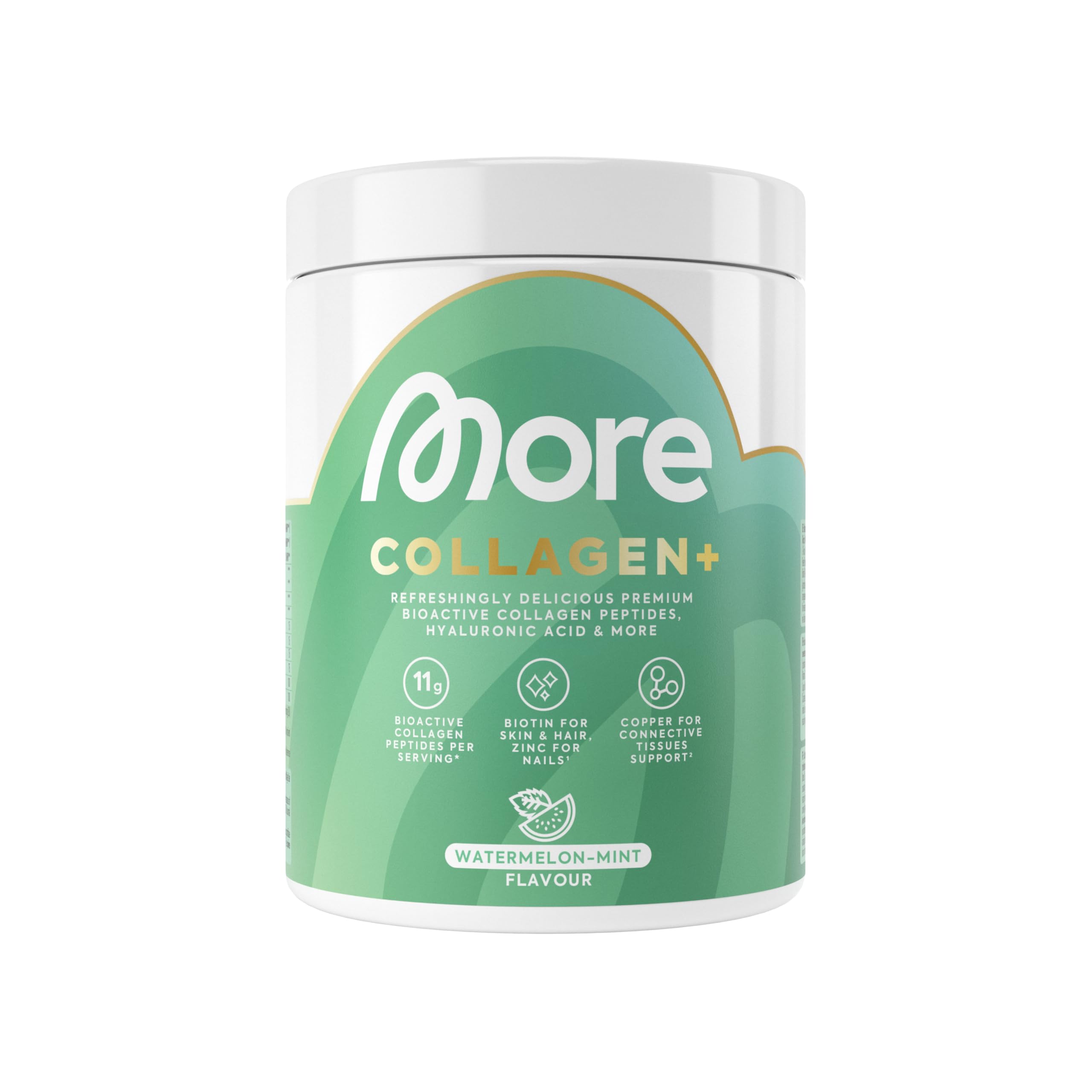 MORE Collagen+, 300 g, Watermelon Mint, mit Kollagenhydrolysat, Hyaluronsäure, Vitaminen, Mineralstoffen und Glycin, made in Germany Watermelon Mint 300 g (1er Pack) Angebot bei HelloDeals