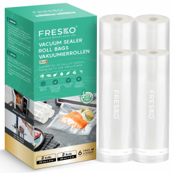 FRESKO Vakuumrollen 2 Rollen 28 x 600cm+2 Rollen 20 x 600cm, Professionelle Vakuumierbeutel Folienbeutel, Größe für alle Vakuumiergeräte, BPA-frei, Geprägte Luftrillen, Sous-Vide-Gefrierbeutel 2 Rollen 28x600cm + 2 Rollen 20x600cm Angebot bei HelloDeals