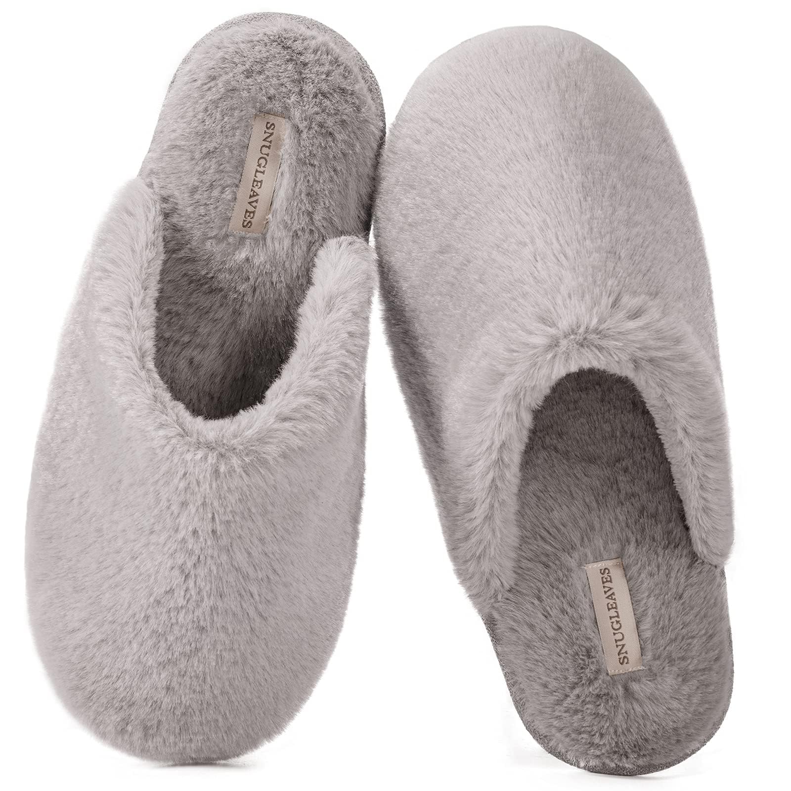 Snug Leaves Damen Flauschige Hausschuhe mit Kunstfell und Memory Foam 38/39 EU Grau Angebot bei HelloDeals