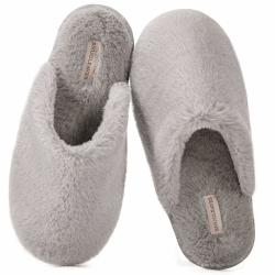 Snug Leaves Damen Flauschige Hausschuhe mit Kunstfell und Memory Foam 38/39 EU Grau Angebot bei HelloDeals
