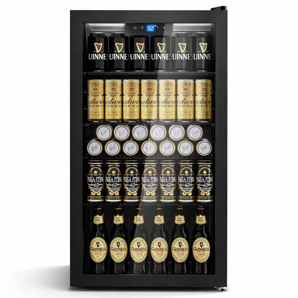TRIUMPHKEY 90L Getränkekühlschrank mit Klima KÜHLUNG | Neu: Gleichmäßige Kühlung & frostfrei | 4 verstellbare Ablagen für 130 Dosen | Für Bar, Büro & Haushalt 90L-Space-Saving Design Angebot bei HelloDeals