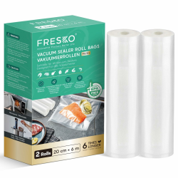 FRESKO Vakuumrollen 2 Rollen 20 x 600cm, Professionelle Vakuumierbeutel Folienbeutel, Größe für alle Vakuumiergeräte, BPA-frei, Geprägte Luftrillen, Sous-Vide-Gefrierbeutel 2 Rollen 20x600cm Angebot bei HelloDeals