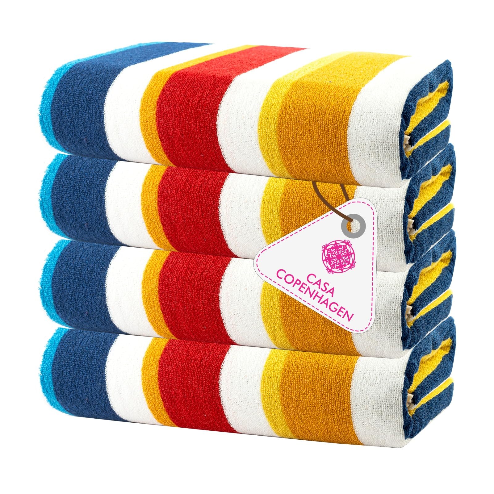 Casa Copenhagen Bora Bora Strandtücher, entworfen in Dänemark, robust und widerstandsfähig, schnelltrocknend, für Pool, Bad und Dusche, 76 x152cm, 4-teiliges Handtuchset aus Baumwolle – Gelb 4-teiliges Strandtuch - Gelb Angebot bei HelloDeals
