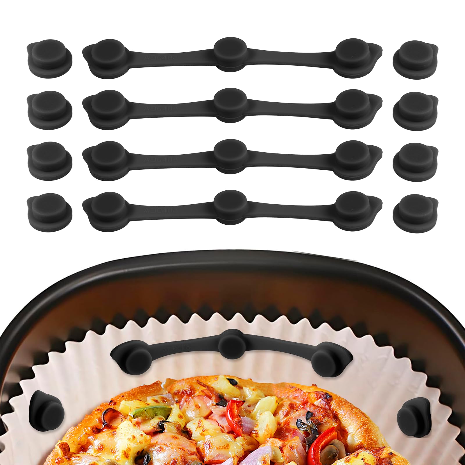 Carehabi Magnete für Airfryer Backpapier 12 Stück Silikon Airfryer Magnete für Backpapier Heißluftfritteuse Zubehör für Single & Dual Basket Air Fryer - Schwarz Angebot bei HelloDeals