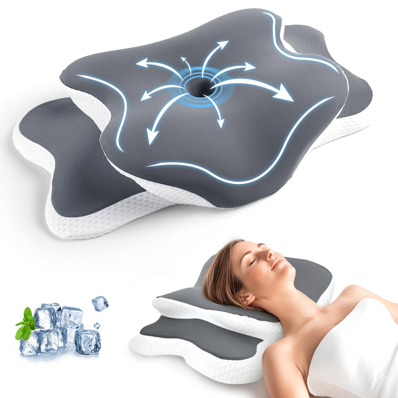 Orthopädisches Nackenkissen aus Memory Foam – Ergonomisches Kopfkissen für Seitenschläfer, Rücken- & Bauchschläfer – Höhenverstellbares Nackenstützkissen mit kühlendem, waschbarem Bezug 1 Angebot bei HelloDeals