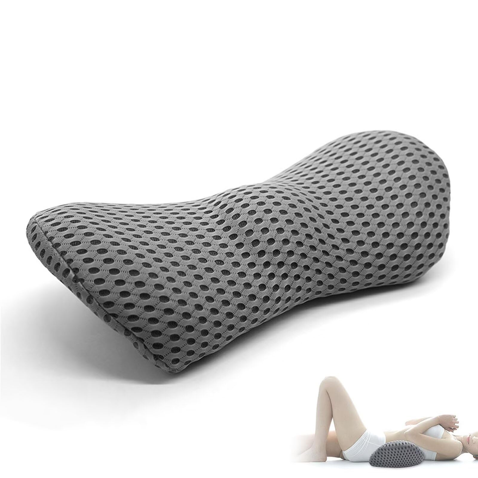 Lendenkissen Orthopädisches - Lendenwirbelkissen aus Memory Foam, Rückenkissen zur Druckentlastung für Bürostuhl, Bett, Stuhl, Auto, Dunkelgrau, 46x23x11cm Angebot bei HelloDeals