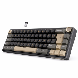 RK ROYAL KLUDGE R65 Mechanische Tastatur Kabellos, 60% Prozent Gaming Tastatur QWERTZ Gasket RGB mit Knopf und PBT Tastenkappen, Bluetooth/2.4G/USB-C QMK/VIA, Hot Swap Linearer Creamy Switches Gray Angebot bei HelloDeals