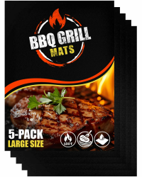 Große BBQ Grillmatte für Gasgrill, Elektro und Holzkohle (5er Pack) 40 x 32cm - Wiederverwendbare, hitzebeständige Grillmatten für Holzkohle, Teflon Grillmatte, Grillfolie, Grill Zubehör 40L x 32B cm Angebot bei HelloDeals