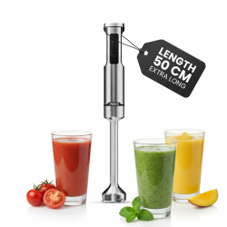 Princess Edelstahl-Stabmixer Prof XXL, 1500W, 50cm Extra-Langer Stab, 5 Geschwindigkeiten, Turbofunktion, 4-Klingen-System, Messbecher mit Deckel, Spülmaschinenfest, 221233 Angebot bei HelloDeals