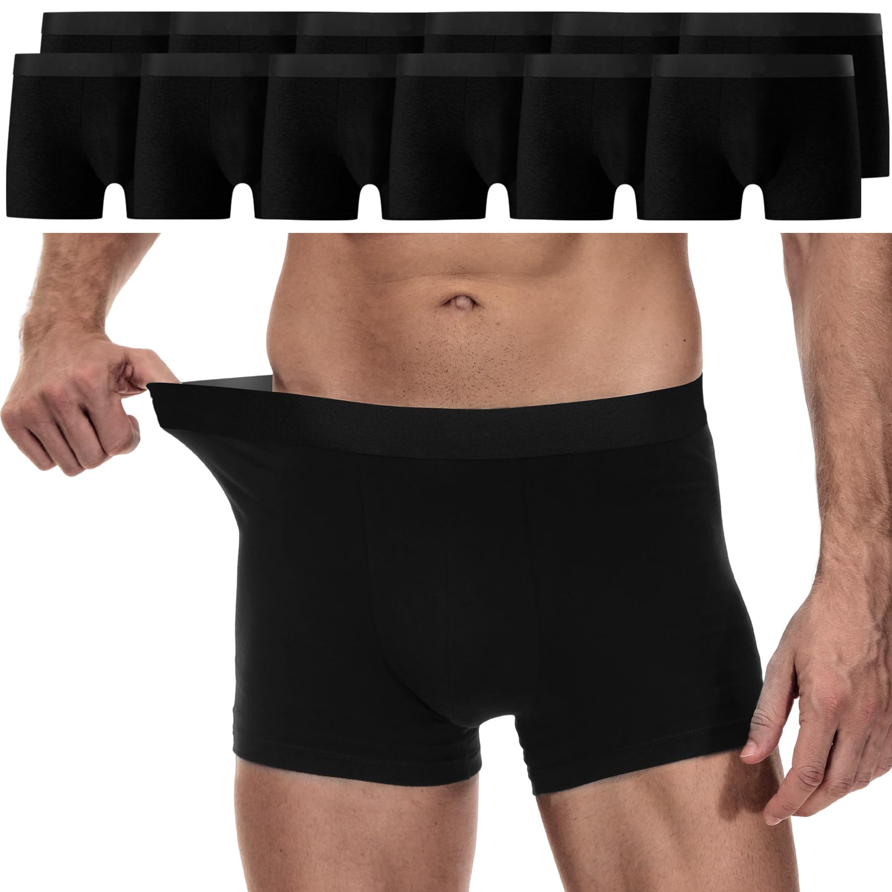 YouShow Boxershorts Herren 6 Pack Baumwolle Unterhosen Männer Ohne Kratzenden Zettel Retroshorts Unterwäsche Boxer 12x Schwarz XXL Angebot bei HelloDeals