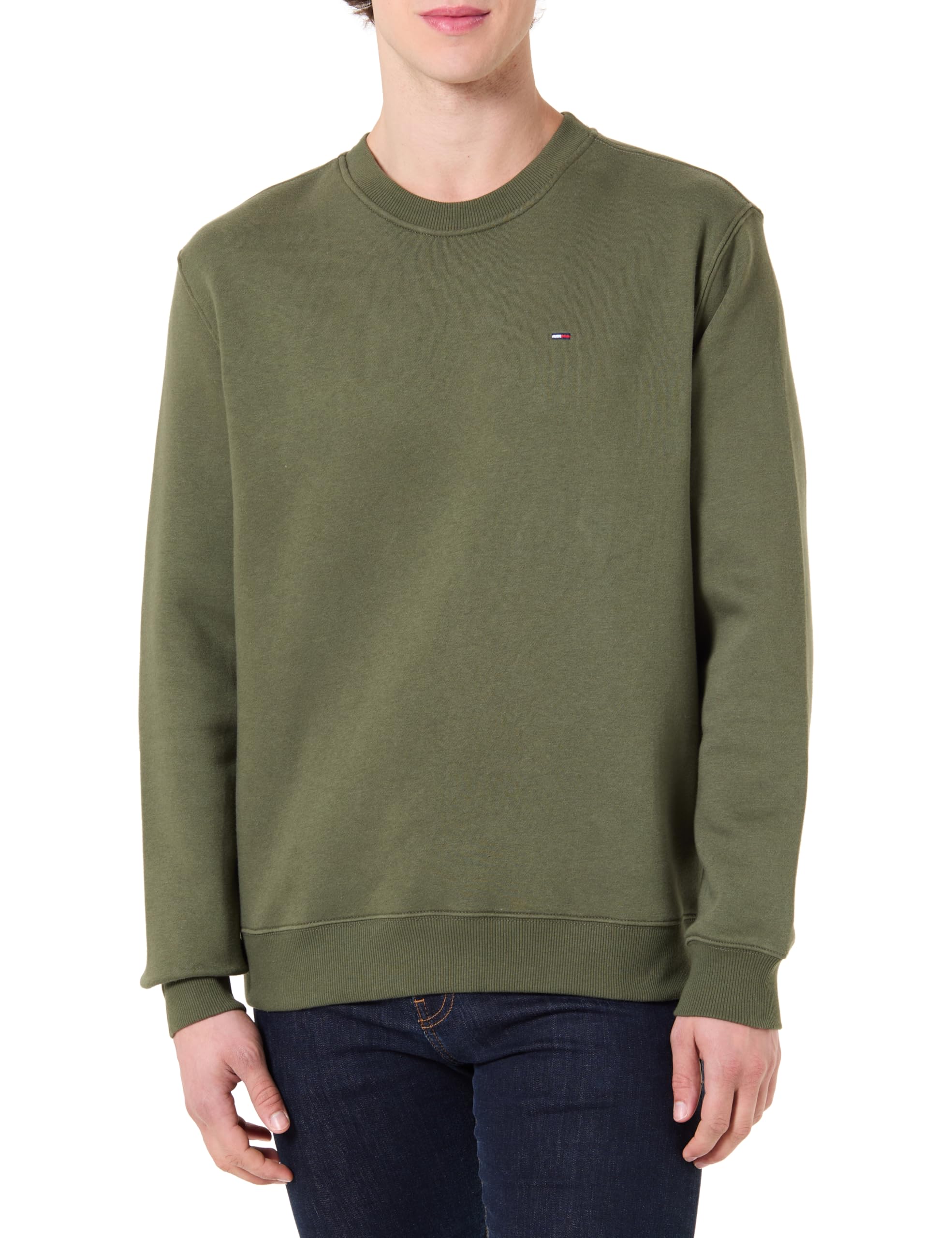 Tommy Jeans Herren TJM Reg S Flag Crew EXT Dm0dm20741 Pullover-Sweatshirt (1er Pack) XS Green (Dark Greenery) Angebot bei HelloDeals