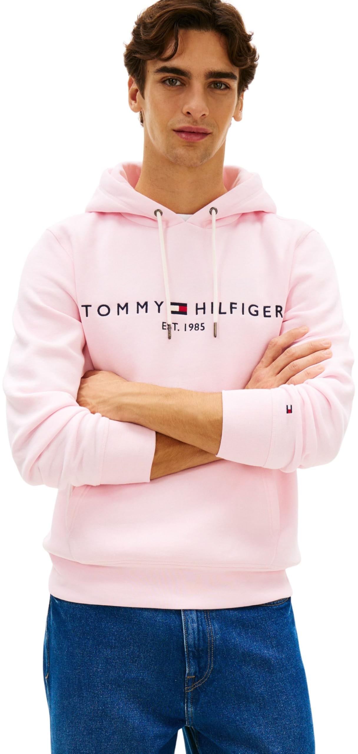 Tommy Hilfiger Herren Hoodie Tommy Logo mit Kapuze M Pink (Pink Lily) Angebot bei HelloDeals