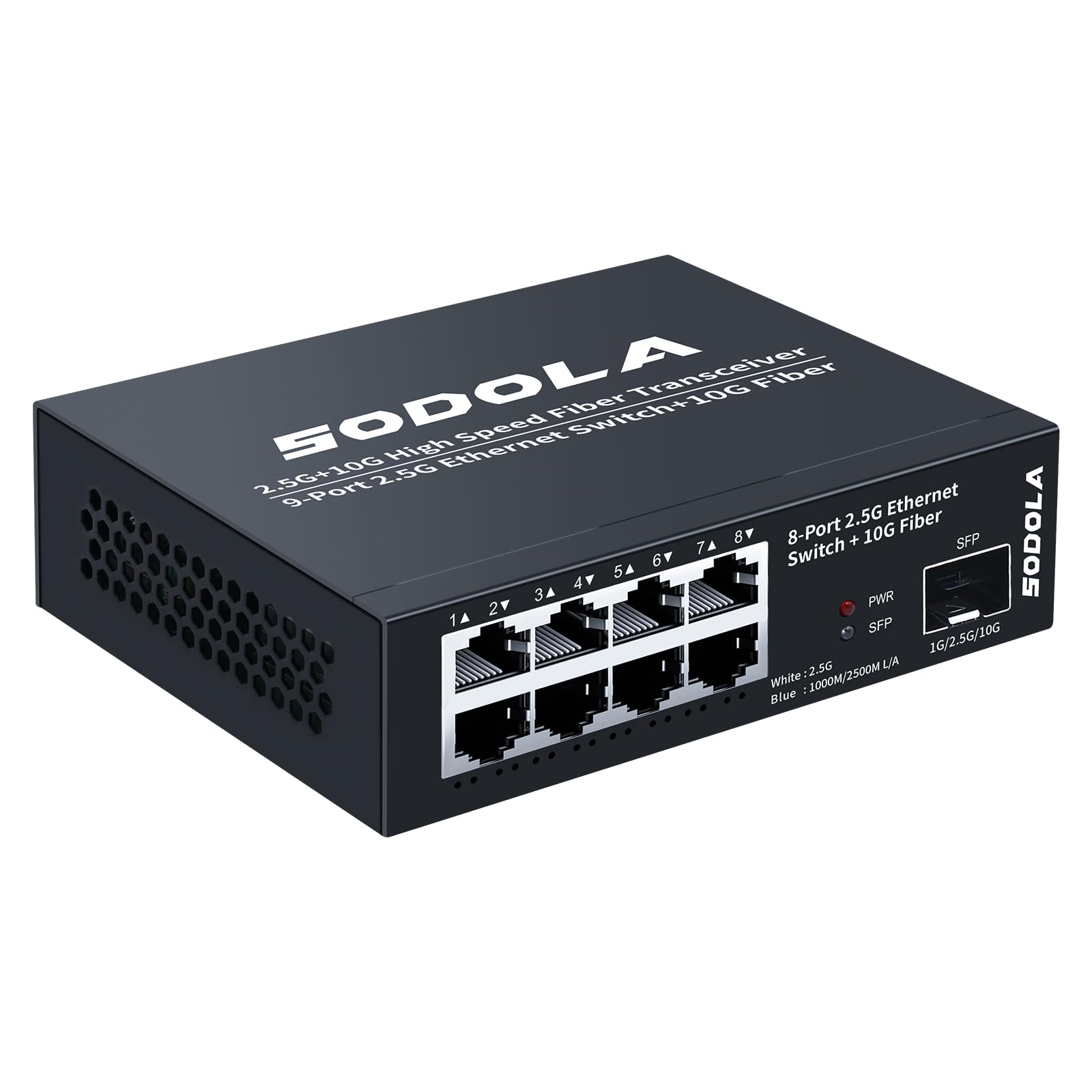 SODOLA 8-Port 2.5 Gbit Switch Unmanaged mit 8 x 2.5GBASE-T Ports, 1X10G SFP+, 100Gbps Switching Capacity, lüfterlos, Metall-Gehäuse, Plug & Play 2.5Gb Netzwerkswitch 9 Angebot bei HelloDeals