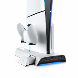 KIWI design D3 PS5 Slim Kühlstand und Ladestation mit RGB-Controller für PS5 Slim Konsole, PS5 Controller Ladegerät, PS5Slim Zubehör mit 2 Stufigem Kühlventilator Angebot bei HelloDeals