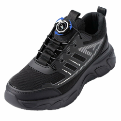 Arbeitsschuhe Herren Sicherheitsschuhe Stahlkappenschuhe mit Drehschnalle Schnürsenkeln rutschfeste Leichte Arbeitsschuhe 42 EU Schwarz Angebot bei HelloDeals