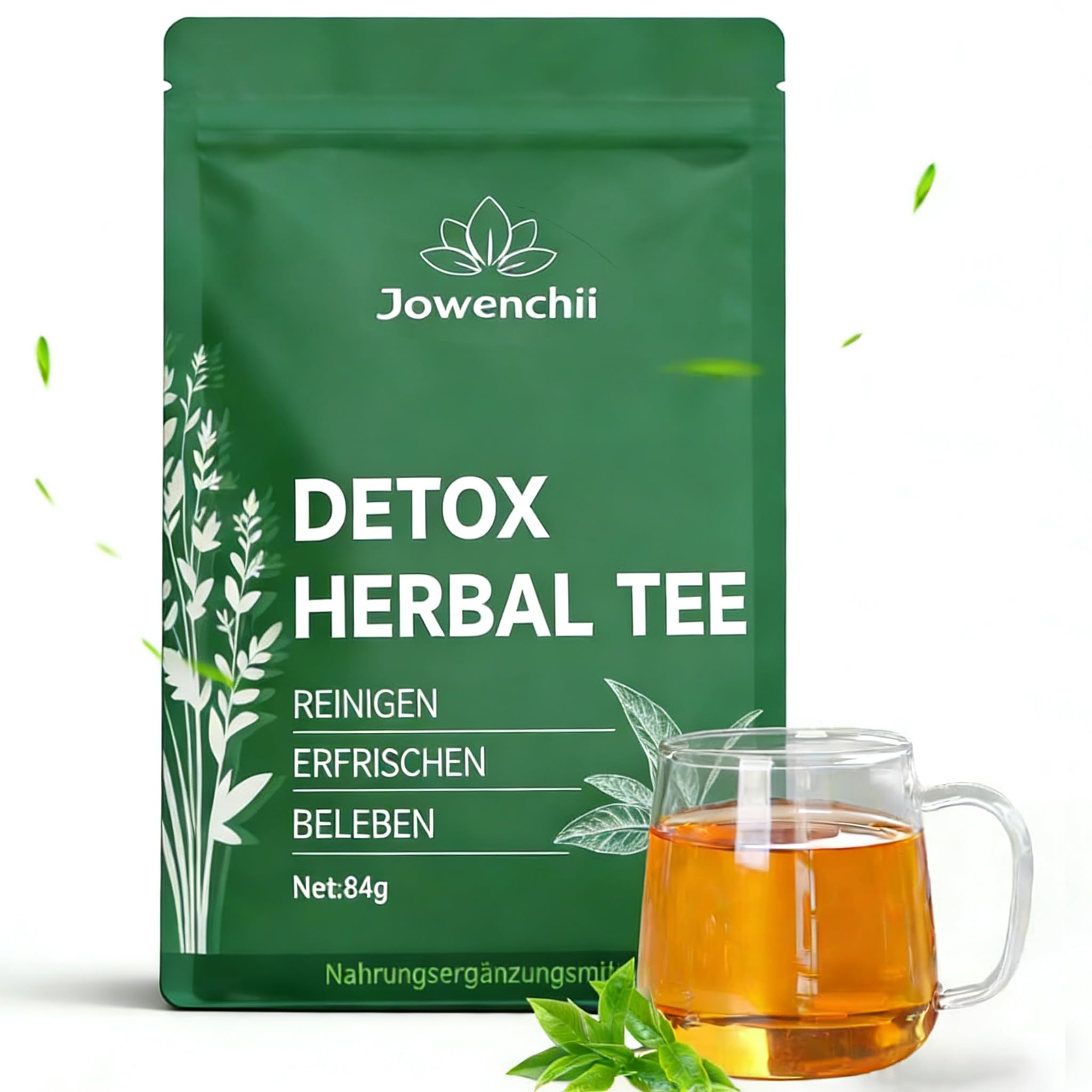 Detox Tee zum Abnehmen – 28 Tage Stoffwechsel Tee, Grüne Entgiftungspulver mit Grüntee, Lotusblättern, Inulin | Fördert Fettverbrennung, Verdauung & Wohlbefinden | Natürliche Entgiftung, Vegan dunkelgrün Angebot bei HelloDeals