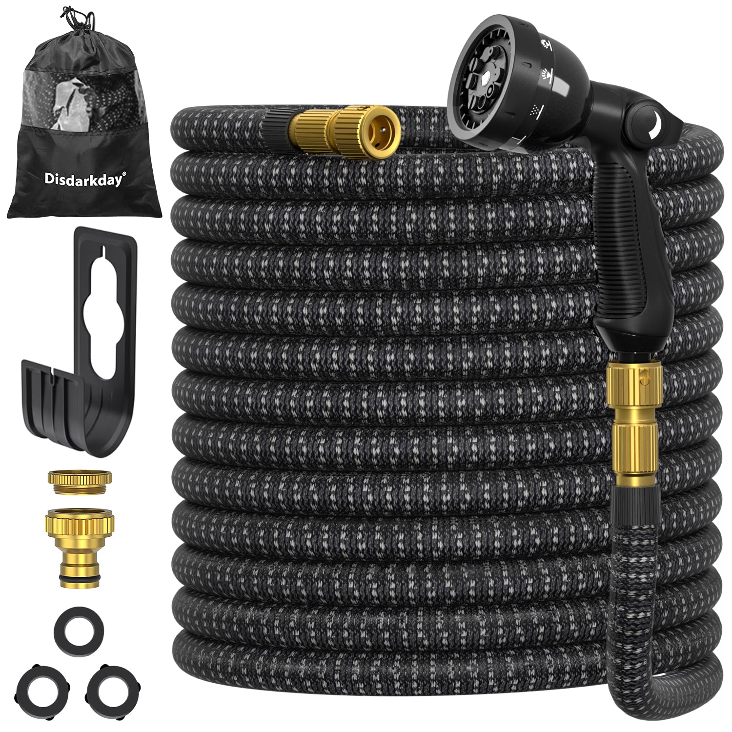 Gartenschlauch Flexibel 30M, Ausziehbare Garten Schlauch Wasserschlauch mit 10 Funktionsdüse Brause, Garden Hose Leichter Flex Schlauch mit 3/4 und 1/2 Zoll 3 Lagigem Latexkern, Schwarz 30 m Schwarz Angebot bei HelloDeals