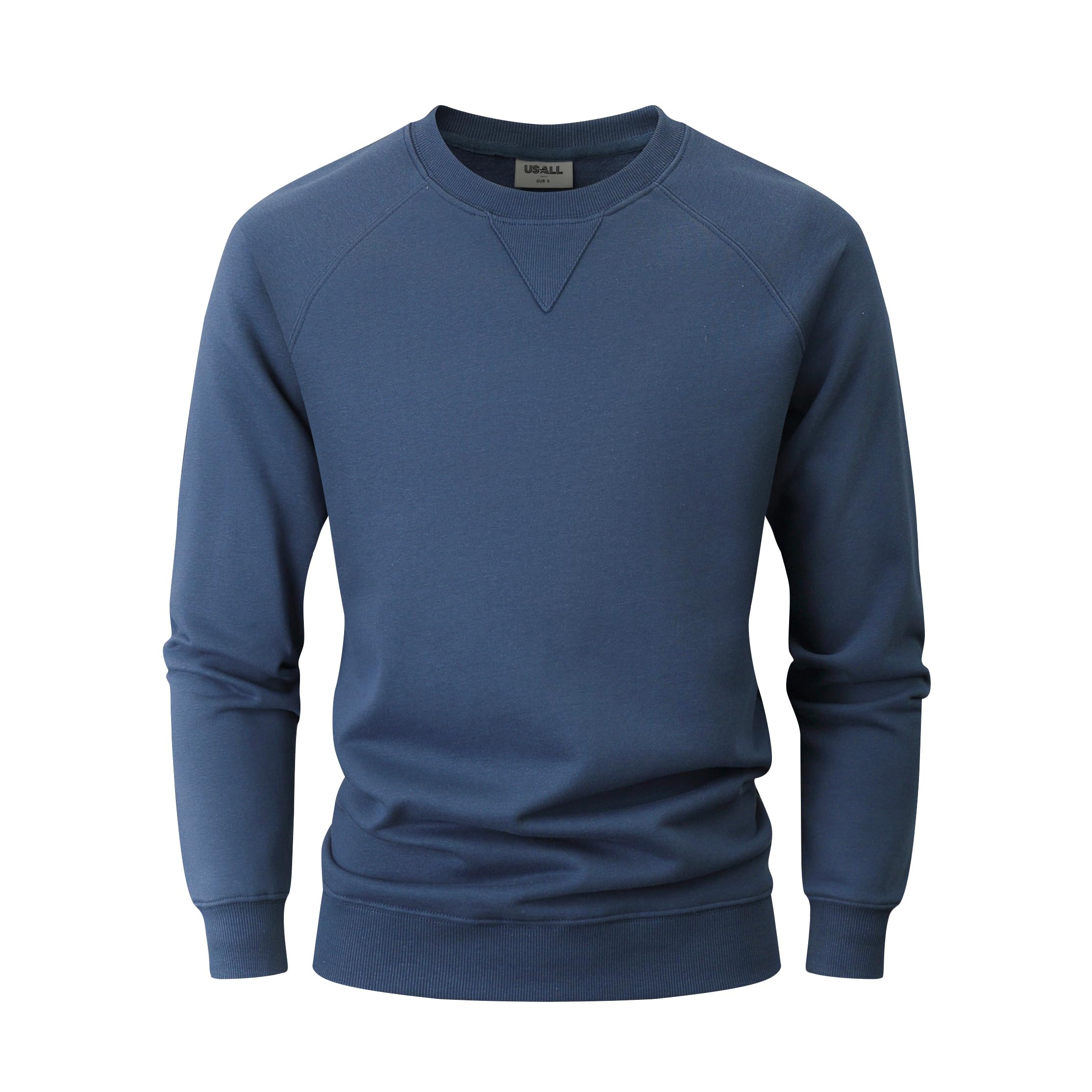 USALL Sweatshirts für Herren Baumwolle Schwergewicht Pullovers Männer Langarm Casual Sweatshirt Blau 3XL Angebot bei HelloDeals