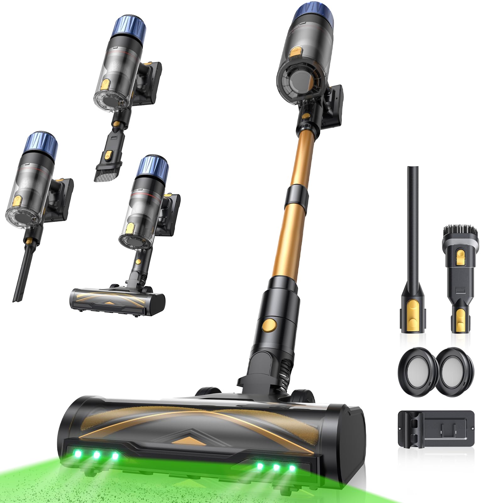 Proscenic P15+ Akku Staubsauger, 70 Mins 55KPa 600W Staubsauger Kabellos Selbststehend mit Touchscreen Grünes Licht Anti-Tangle 6 Schichten Filter, akkusauger für Teppiche Haustierhaare Auto (Gelb,L) L Gelb Angebot bei HelloDeals