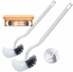 EINESIN 2 Pack Toilettenbürste, Klobürste mit randreiniger, Upgrade WC Bürste, Klobürste gebogen, Langer Stiel, Kunststoff-Toilettenbürstenset mit Starken Borsten für Tiefenreinigung 2 Stück（mit Haken） Angebot bei HelloDeals