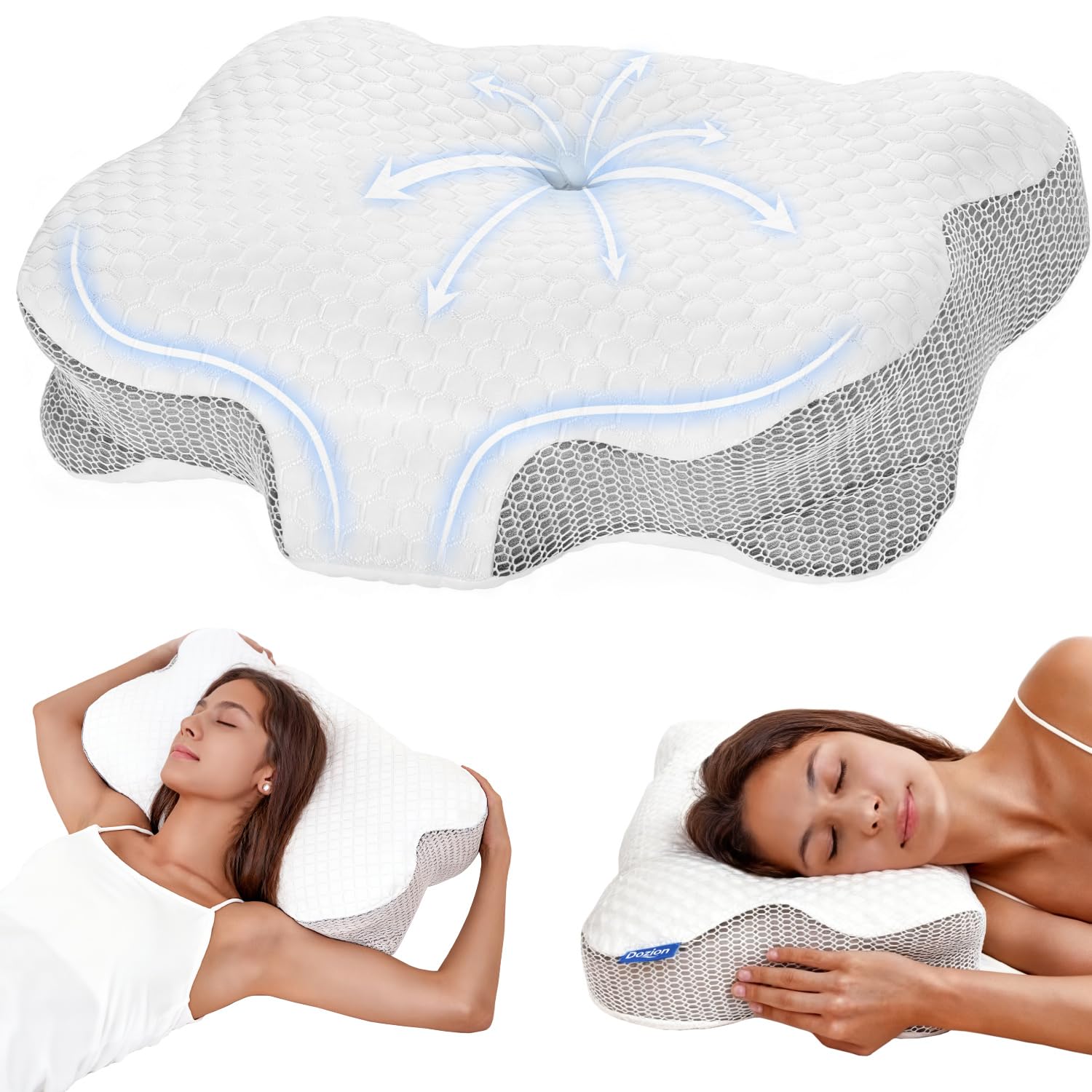 Nackenkissen Kopfkissen Memory Foam Kissen, Ergonomisches Kopfkissen Seitenschläferkissen,Halswirbelkissen Stützendes Nackenkissen Schlaf Kissen Pillow für Seiten Rücken & Bauchschläfer(1 Pcs) Angebot bei HelloDeals