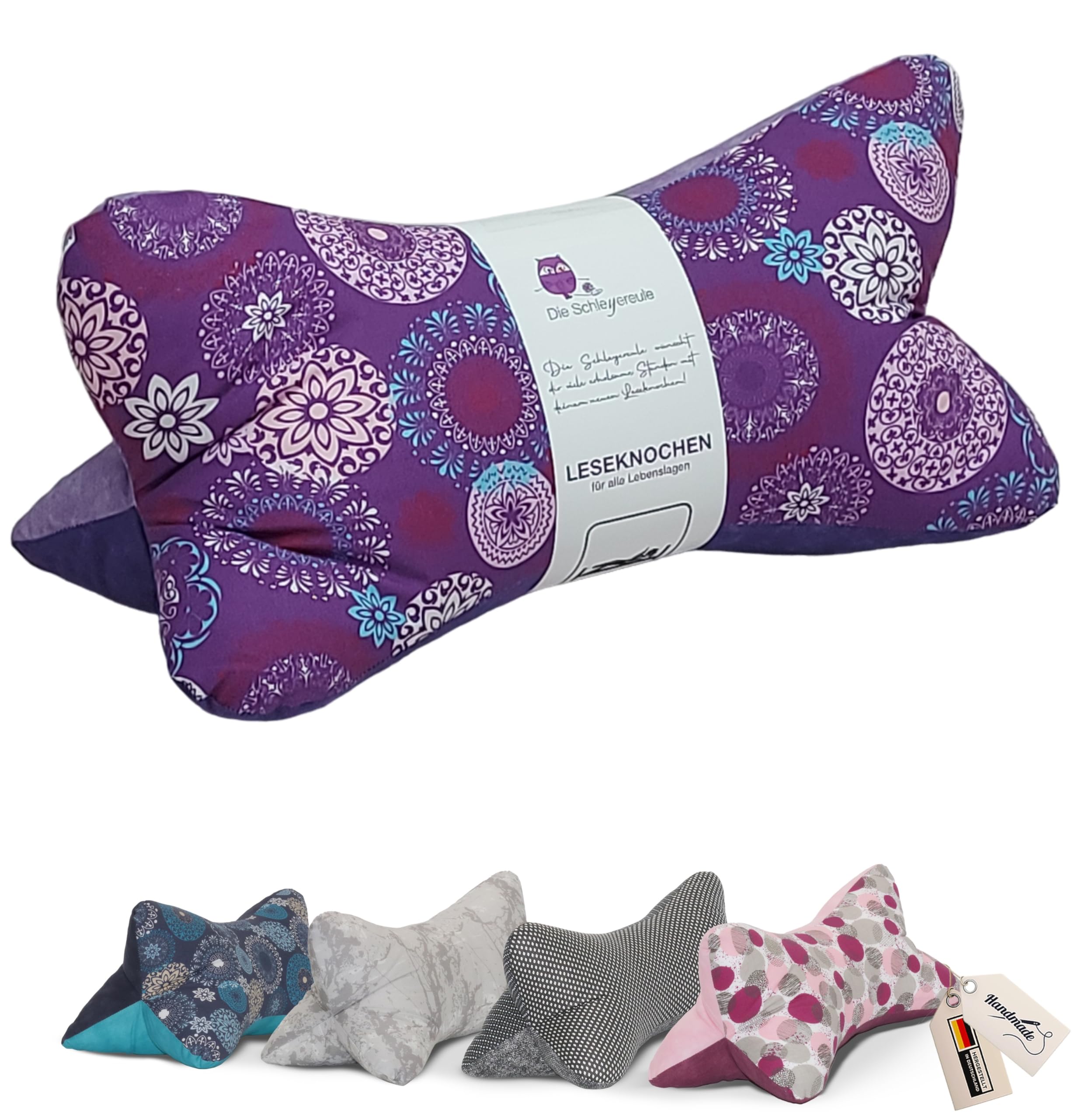 Leseknochen Nackenkissen Mandala bequem und waschbar! Handgestopft und genäht in Deutschland - Nutzbar als Nackenrolle Kissen Nackenrolle (Mandala wildberry) Angebot bei HelloDeals