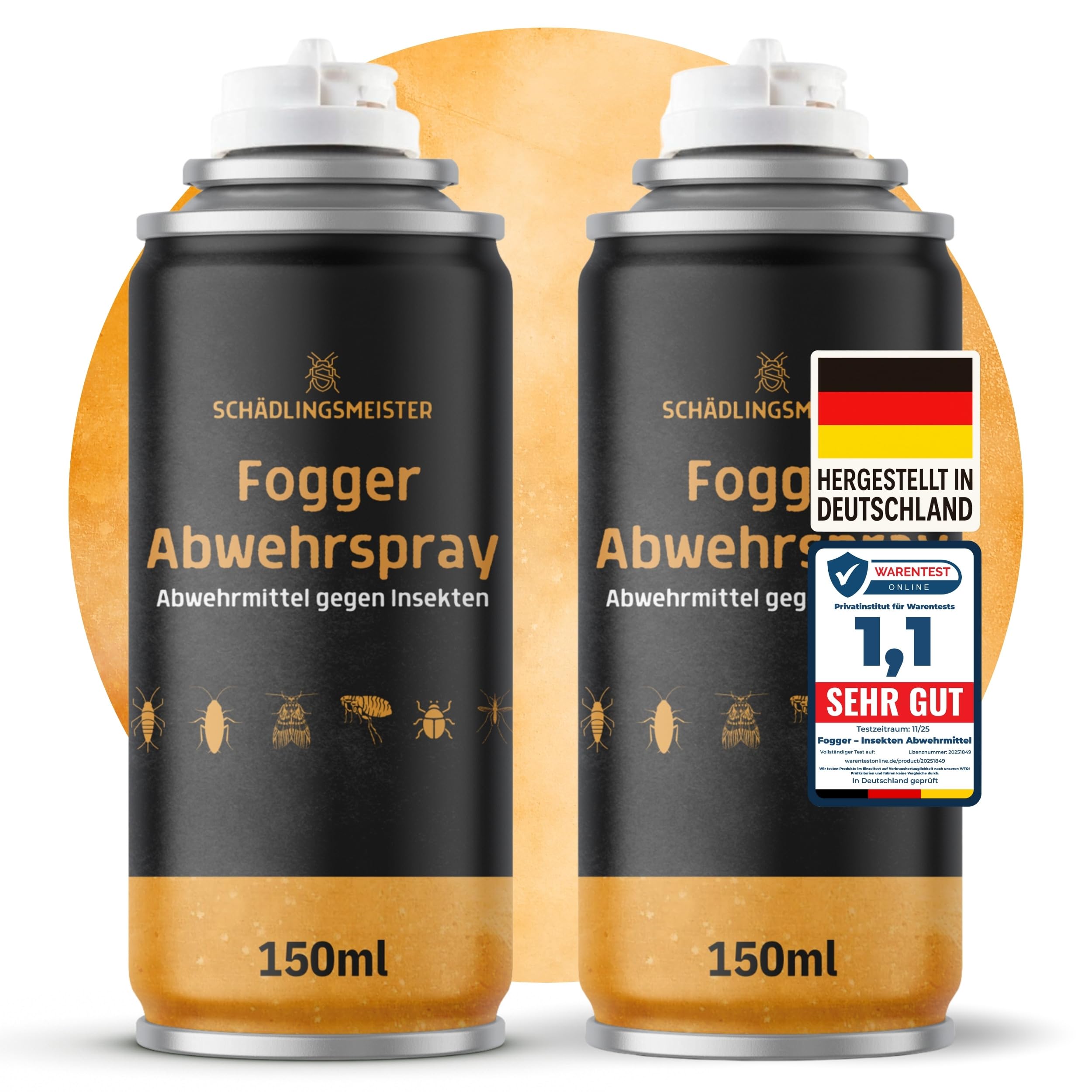 Fogger Abwehrspray – Abwehrmittel gegen Insekten – Mit Zitroneneukalyptusöl – Wirkt gegen Schaben, Flöhe, Motten, Milben, Wanzen & mehr – Insekten Vernebler – Made in Germany (2x150ml) 150 ml (2er Pack) Angebot bei HelloDeals