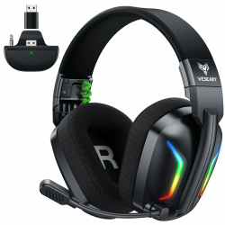 WESEARY WG1 Wireless Gaming Headset für Xbox Series X/S, Xbox One, PC, PS5, PS4, Switch, Mac, 2,4GHz Wireless & Bluetooth Headset mit Mikrofon, Low Latency, Noise Cancelling, LED Light, 50h Akku Seidenschwarz Angebot bei HelloDeals