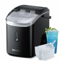 EUHOMY Eiswürfelmaschine, 15kg/24h, Herstellung in 6 Minuten, Crushed Ice Maker, Nuggets Ice, Automatische Reinigung, 120W Tisch-Eiswürfelmaschine, Infrarot-Sensor, Energieeffizient, Schwarz Schwarz-15kg Angebot bei HelloDeals
