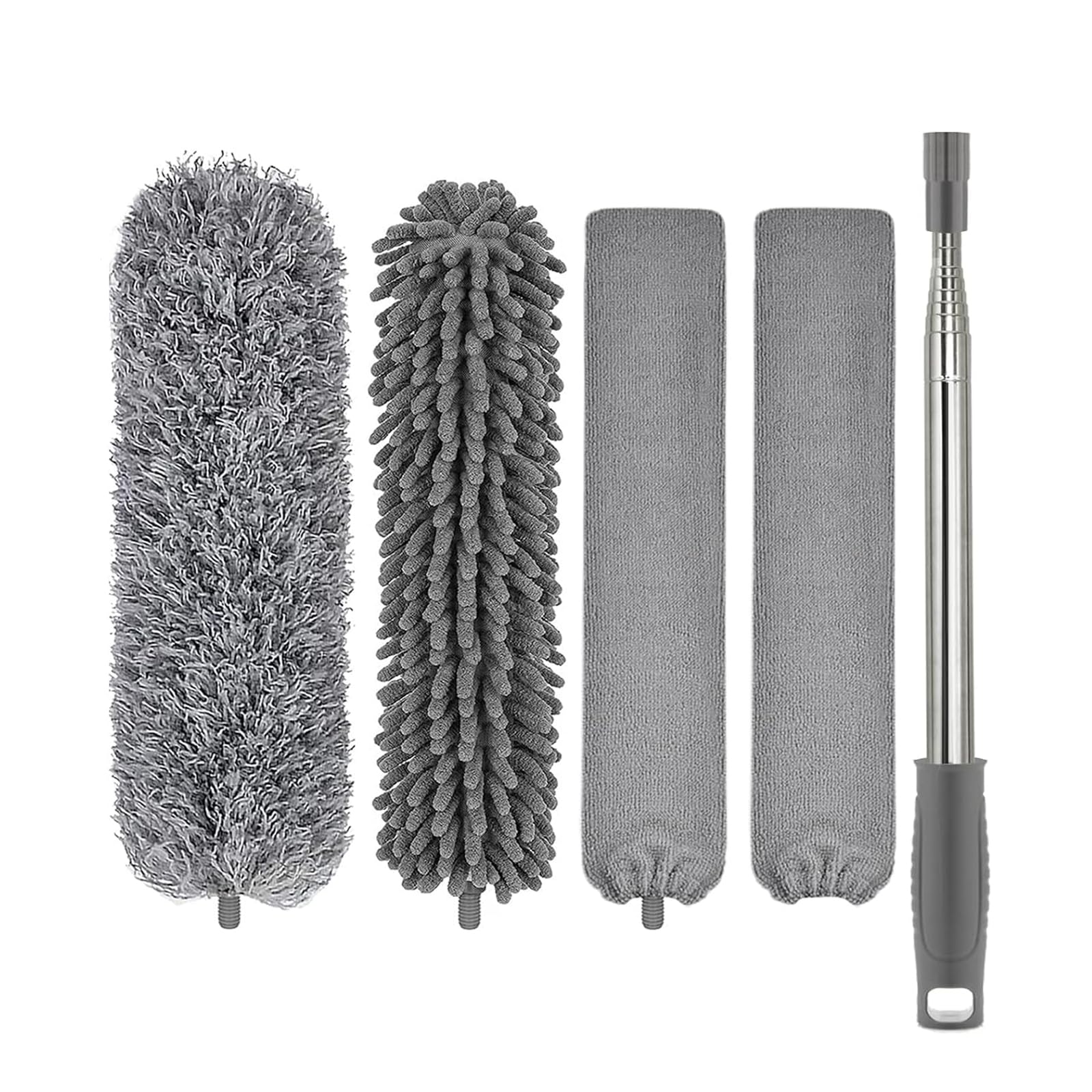 Staubwedel Teleskop Waschbar, Staubwedel lang ausziehbar bis 75-250 cm, FUUNSOO Staubwischer Biegbar Mit Teleskopstange Staubbesen (grau) normal Angebot bei HelloDeals