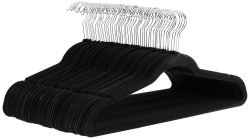 Amazon Basics Schmale und rutschfeste Kleiderbügel für Hemden/Anzug/Kostüm, 50er-Pack, Schwarz Schwarz 50er-Pack ohne Krawattenhalter Angebot bei HelloDeals