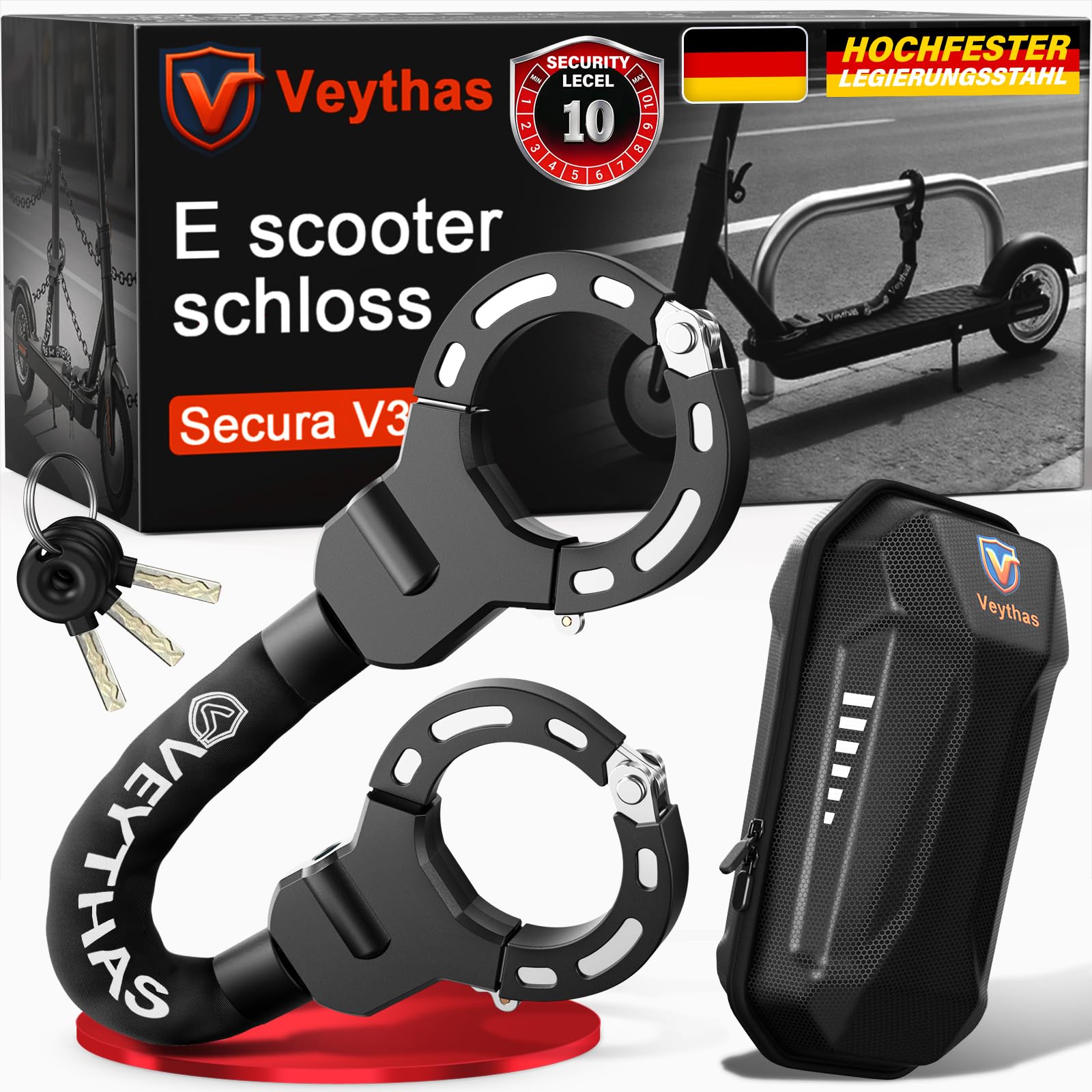 E Scooter Schloss mit Tasche - maximale Sicherheit mit schloss für e scooter,8mm handschellenschloss,90cm e-scooter schloss,Hochfeste Legierungen e roller schloss,für Scooter,Roller Schwarz1 Angebot bei HelloDeals