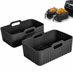 Ninja Dual Air Fryer Silikonfutter, 2 Stück Antihaft Luftfritteuse Korbzubehör für Ninja AF300 AF400UK, wiederverwendbare Silikonfutter für Fritteuse Schwarz Angebot bei HelloDeals