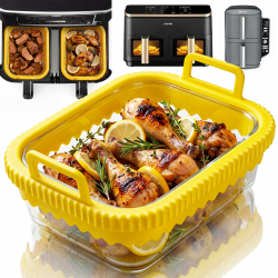 Glas Auflaufform Airfryer mit Silikongriffen für Ninja Heißluftfritteuse Zubehör AF400EU/DZ400EU/AF500EU/COSORI, Hitzebeständig, Kraztfest, Spülmaschinenfest, Herausnehmbarer, BPA-frei Angebot bei HelloDeals
