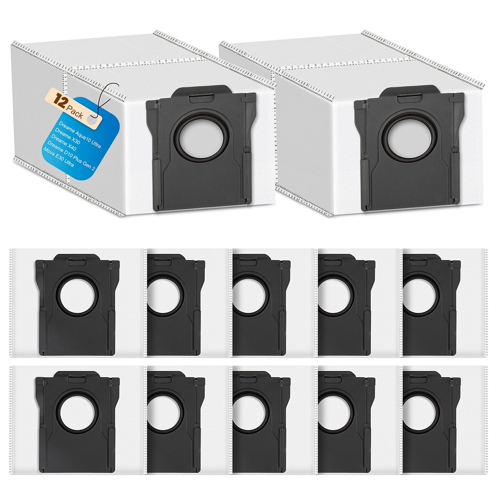 12 Stück Staubbeutel für Dreame L10s Ultra Gen 2/Gen 3/X30/X40/X50 Ultra/L10s Pro/L40/L50/Aqua10/Matrix 10 Ultra/Mova S70/E30/P50/P10/E40 Staubsauger,3,2 Große Kapazität Staubsaugerbeutel Zubehör 12p X40 Ultra Staubbeutel Angebot bei HelloDeals