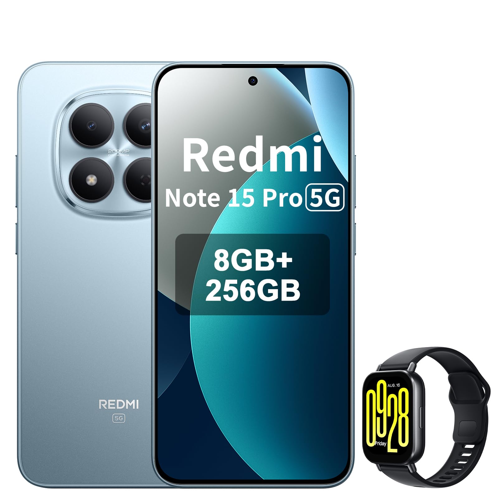 XIAOMI Redmi Note 15 Pro 5G Smartphone 8+256 GB – 6580-mAh-Akku, IP66/IP68 Staub- und Wasserschutz, Neue 200-MP-Kamera, 6,83" AMOLED-Display, Gletscherblau, Included Watch 5 Active 8+256GB Redmi Note 15 Pro 5G+Watch 5 Active Gletscherblau Angebot bei HelloDeals