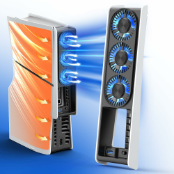 Lüfter für PS5 Slim Kühler mit 2 Stufig Kühlung Auto ON/OFF Leise LED-Licht & USB Anschluss Digital & Disk PS5 Slim Zubehör For PS5 Slim - Auto ON/OFF - 2-Speed Angebot bei HelloDeals