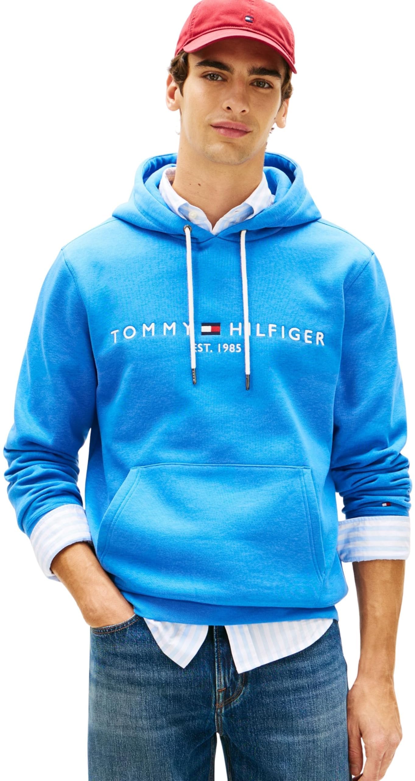 Tommy Hilfiger Herren Hoodie Tommy Logo mit Kapuze M Blue (Blue Orbit) Angebot bei HelloDeals