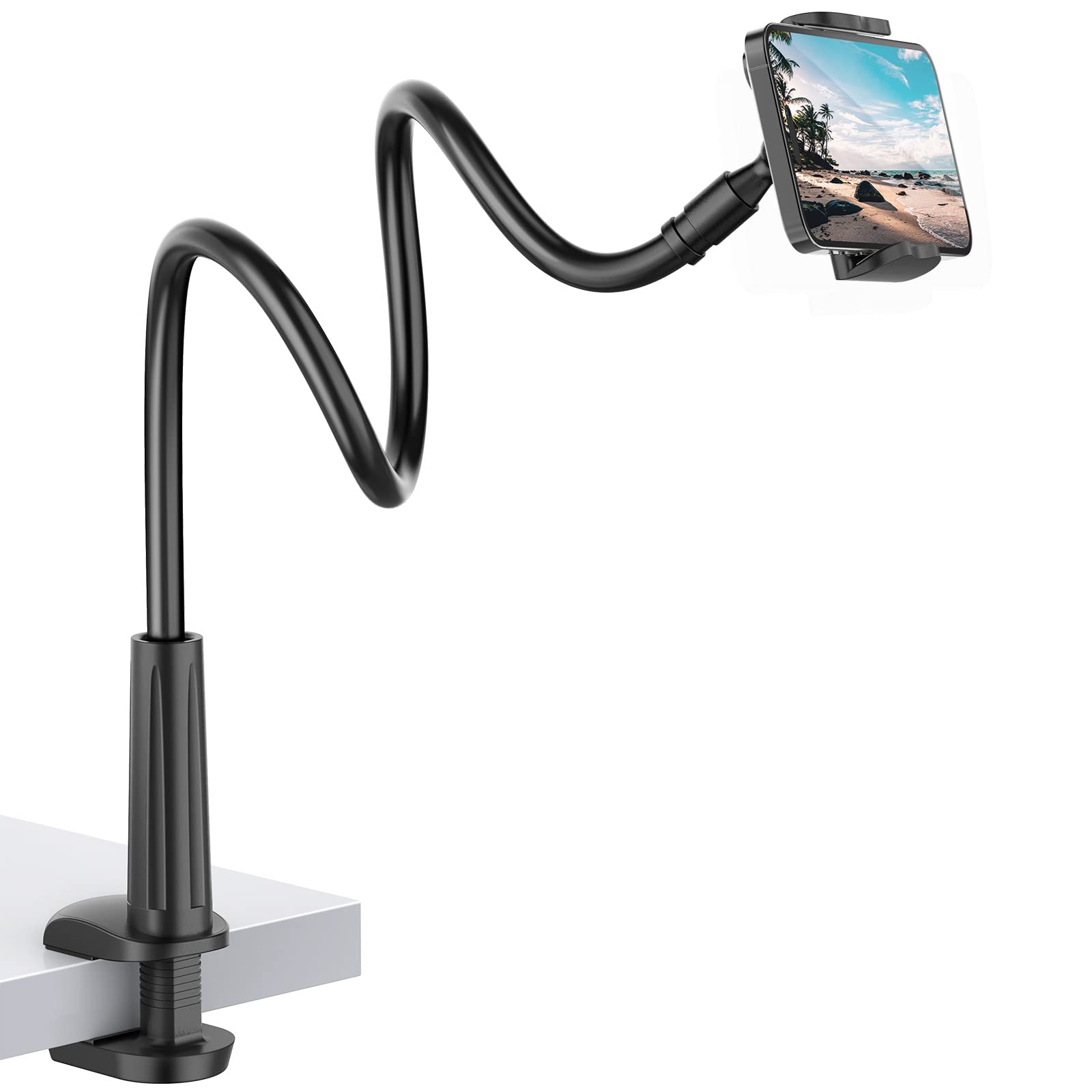 Shawe Lazy Handy Halter, Schwanenhals Handy Halterung : Universal Flexible Lang Arm Handy Ständer für Phone 11 Pro XS Max XR X 8 7 6 6s Plus, Samsung, und 4-6,5 Zoll Geräte - Schwarz Angebot bei HelloDeals