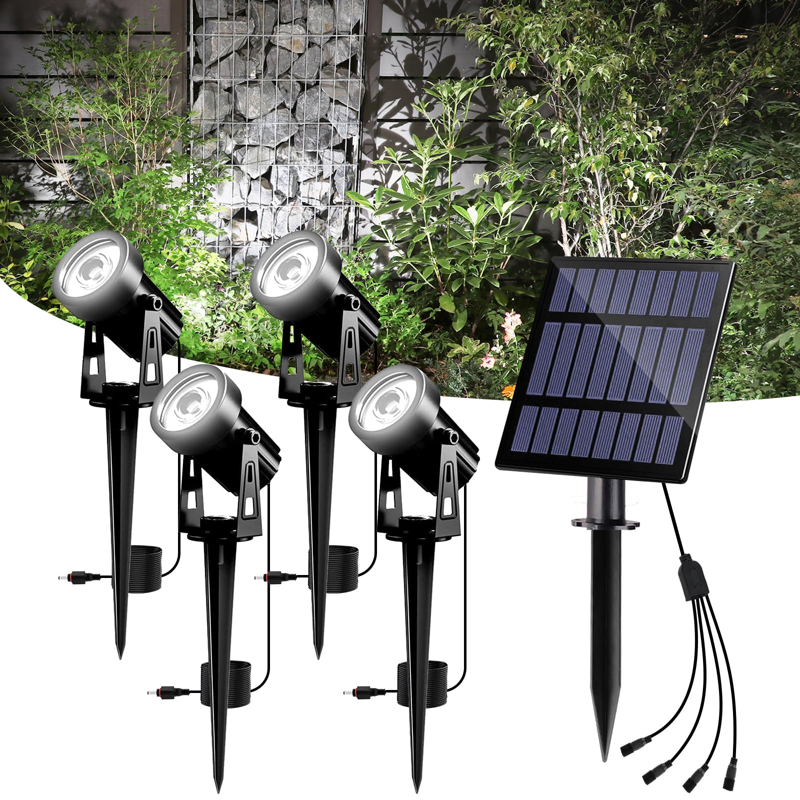 T-SUNUS Gartenstrahler Solar Außen, Solarlampen für Außen Garten Kaltweiß IP65 Wasserdicht, 2 Helligkeitsmodi, Solar Gartenleuchte Auto ON/OFF für Hof Auffahrt Gehweg 4 Stück Weiß Angebot bei HelloDeals