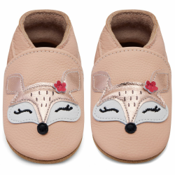 IceUnicorn Krabbelschuhe Baby Lauflernschuhe Jungen Mädchen Weicher Leder Babyhausschuhe Kleinkind Rutschfeste Lederschuhe Baby 6-12 Monate Blush Fuchs Angebot bei HelloDeals
