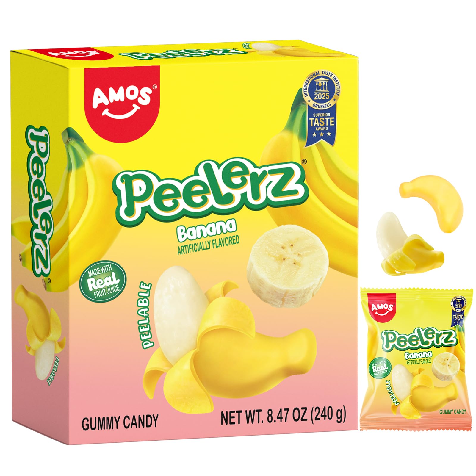 AMOS Peelerz Fruchtgummis Süßigkeiten, Bananen Ostern Süßigkeiten Geschenke Bonbons Candy, 3D Süßigkeitens Einzeln Verpackt Sweets Süßes Christmas - Packung 240 g (Banana) (Banana) Angebot bei HelloDeals